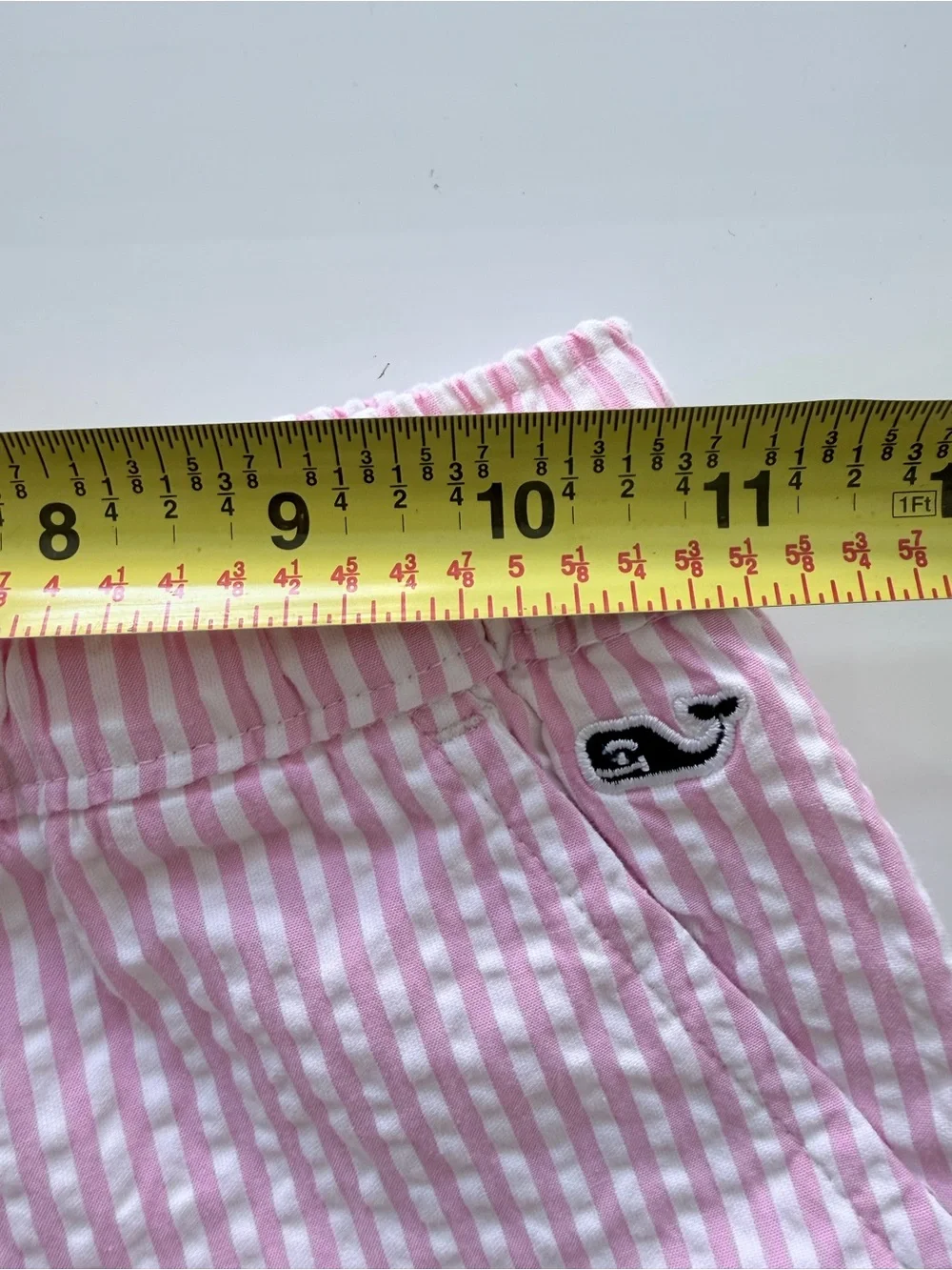 vineyard vines girls seersucker shorts stripe pink scalloped XS 5-6
